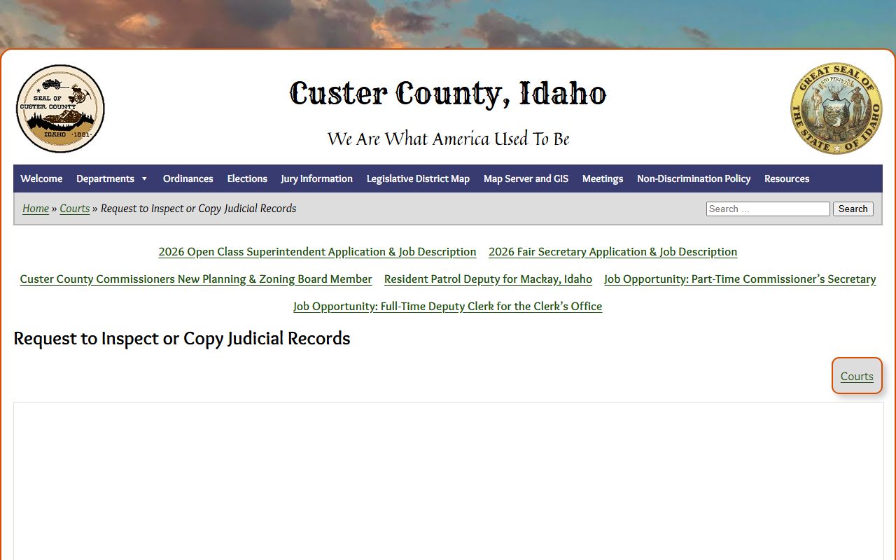 Custer County court records judicial record request