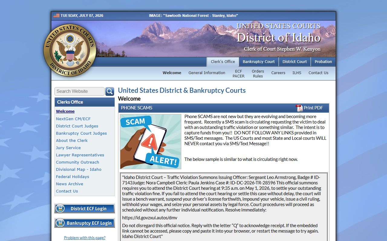 Custer County District Court federal court distinction