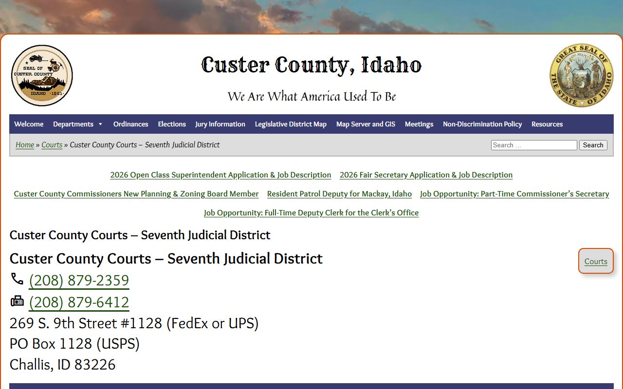 Custer County Court records Seventh Judicial District location