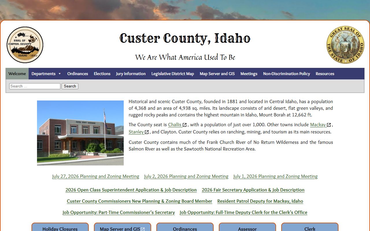 Custer County Court records official county homepage