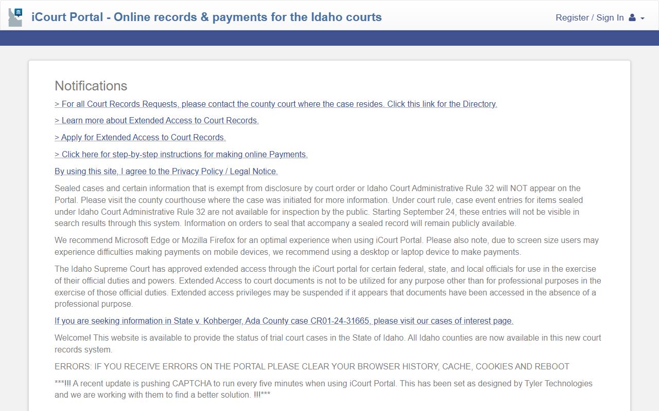 Custer County Court records iCourt portal