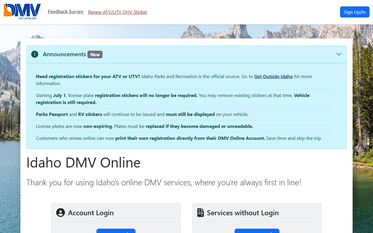 Custer County traffic court records Idaho DMV Online