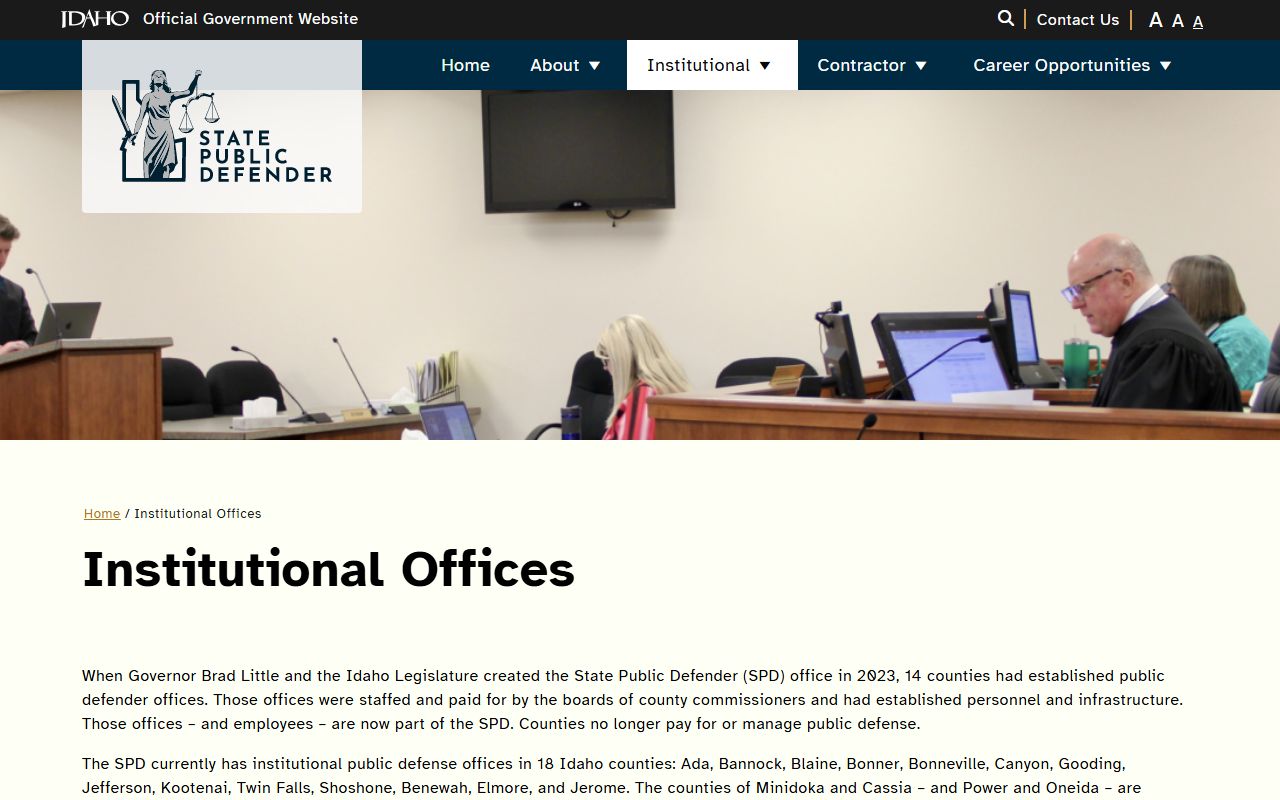 Custer County warrant search Idaho public defender district offices